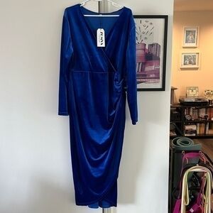 Blue velvet dinner dress